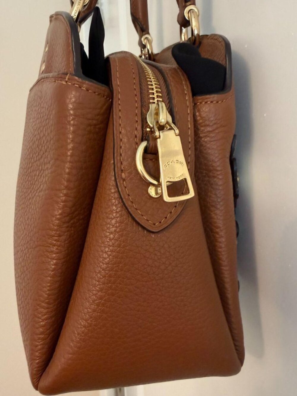 Coach Mini Lillie Carryall Brown Pebble Leather - Picture 6 of 8